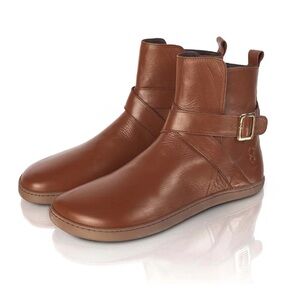 Shapen Brown Leather Ankle Booties with Buckle